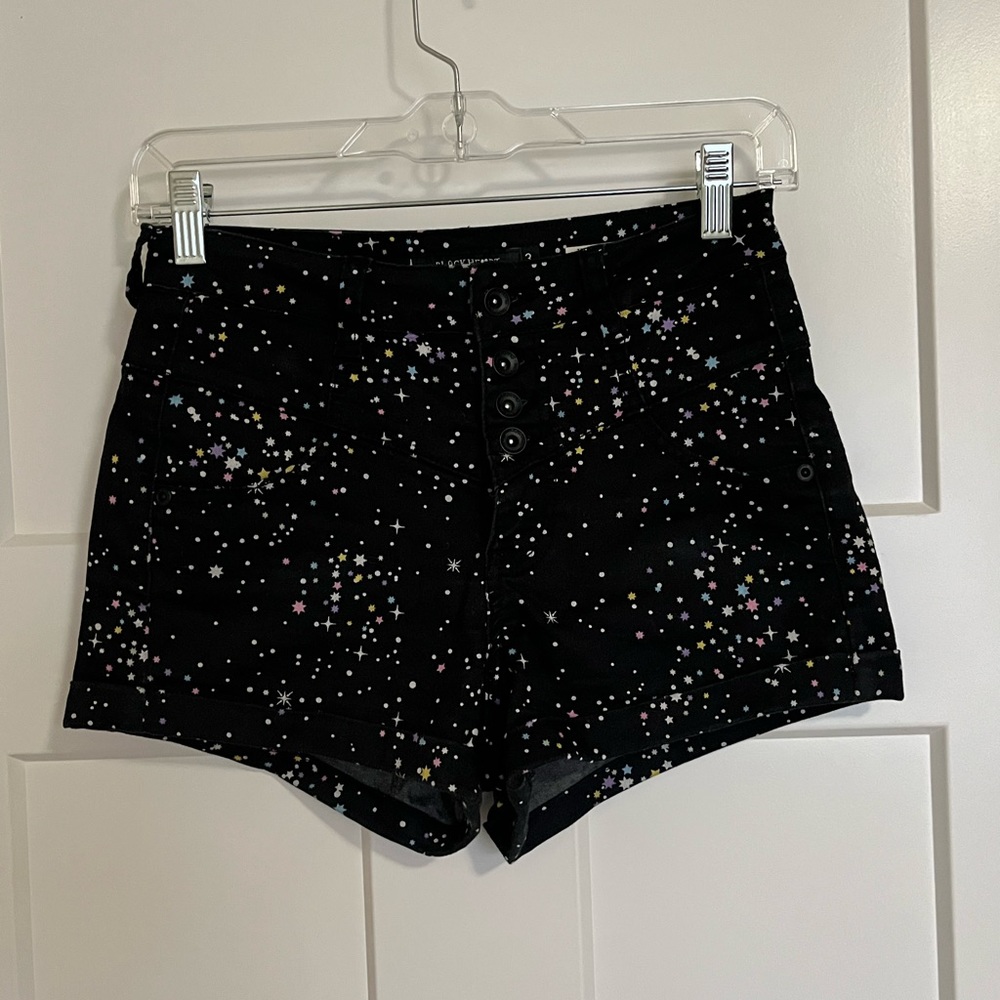 Blackheart black with colorful stars high rise shorts